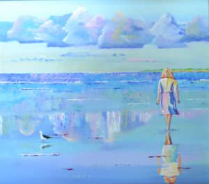 wandelen op de vloedlijn